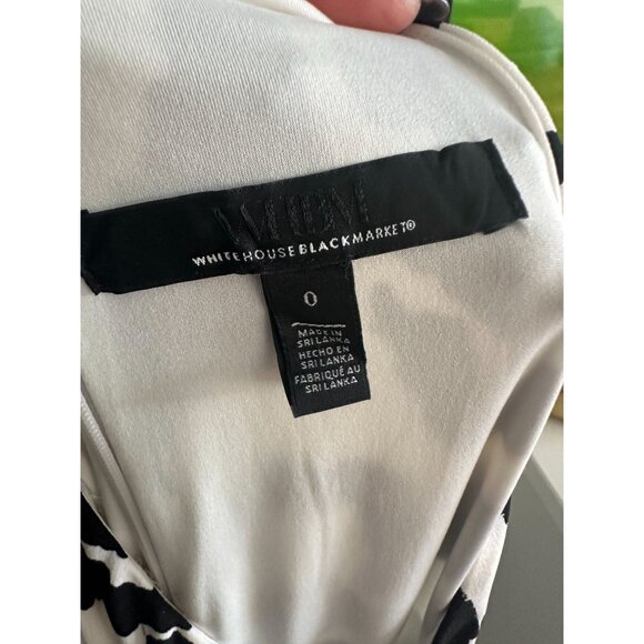 WHITE HOUSE BLACK MARKET WHBM Black White Keyhole Midi Dress Size 0 - Picture 6 of 6